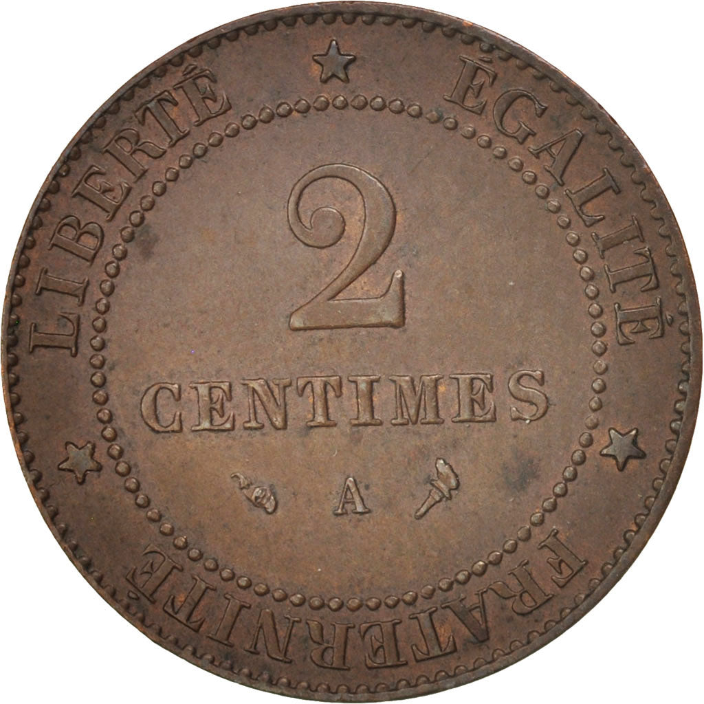 France, Cérès, 2 Centimes, 1897, Paris, AU(50-53), Bronze, KM:827.1