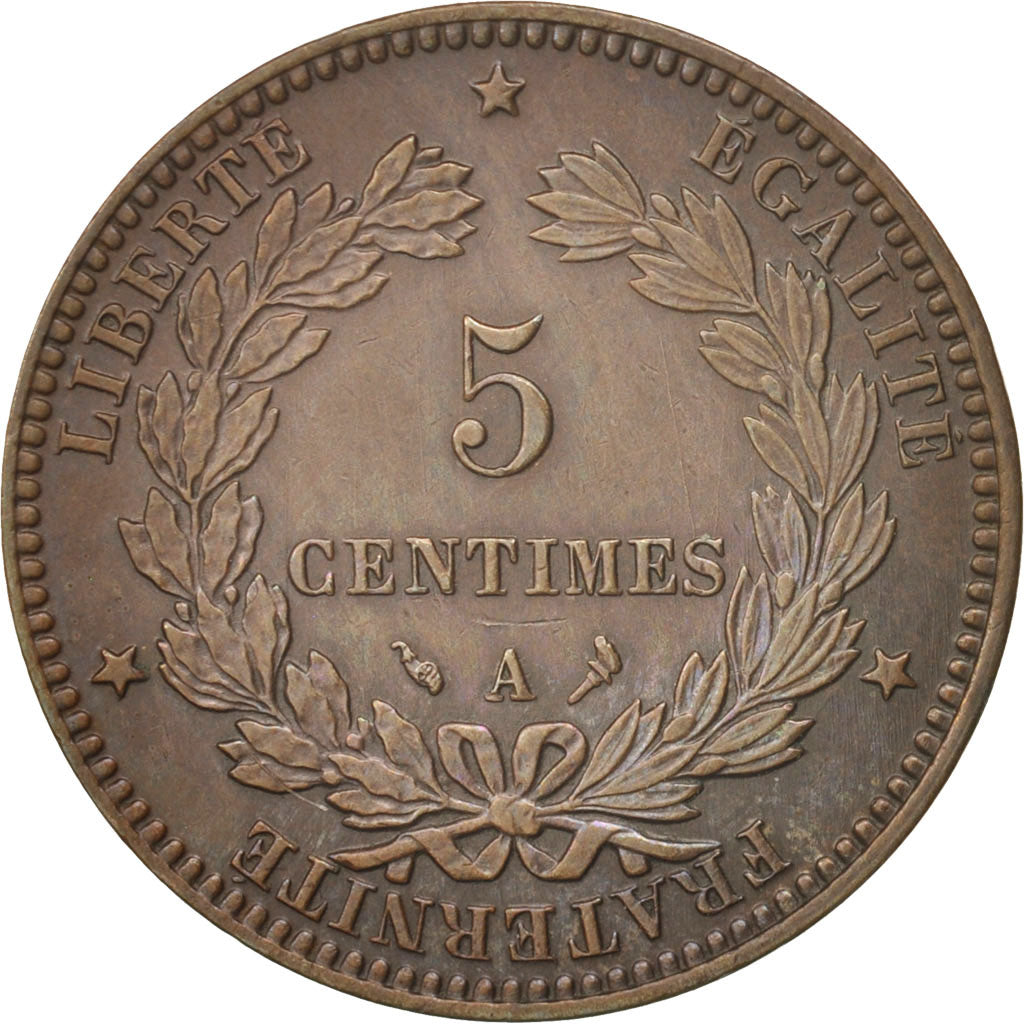 France, Cérès, 5 Centimes, 1897, Paris, TTB+, Bronze, KM:821.1, Gadoury:157a