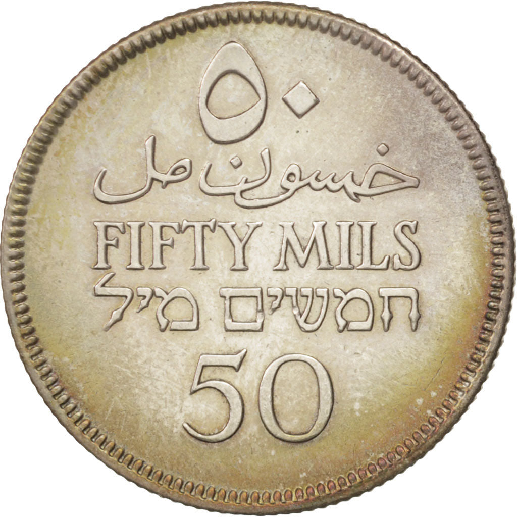 Palästina, 50 Mils, 1927, VZ, Silber, KM:6