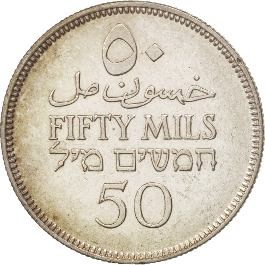 Palestine, 50 Mils, 1934, AU(50-53), Silver, KM:6