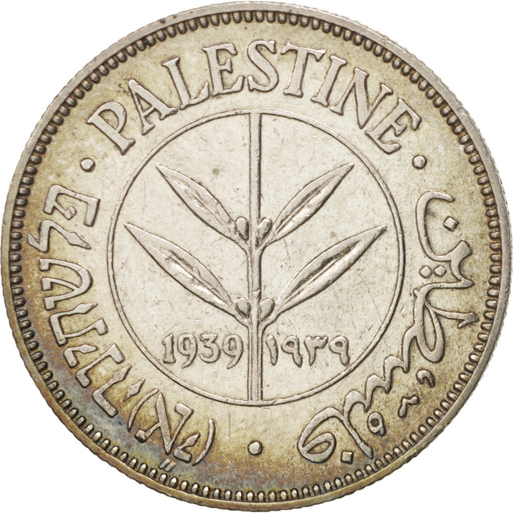 Coin, Palestine, 50 Mils, 1939, AU(50-53), Silver, KM:6