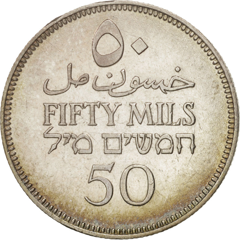 Munten, Palestina, 50 Mils, 1942, ZF+, Zilver, KM:6