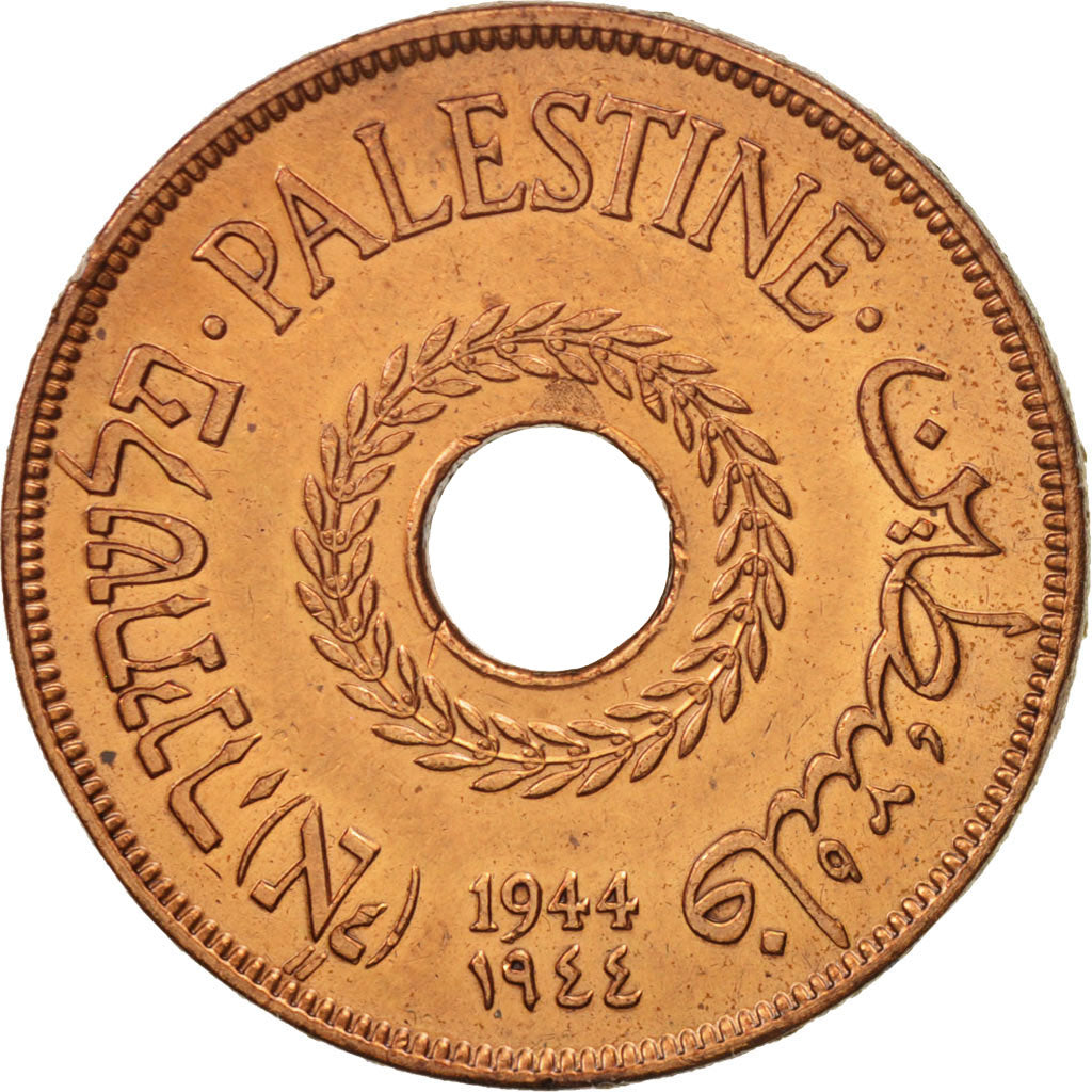 Palestine, 20 Mils, 1944, AU(50-53), Bronze, KM:5a