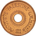 Palestina, 20 Mils, 1944, BB+, Bronzo, KM:5a