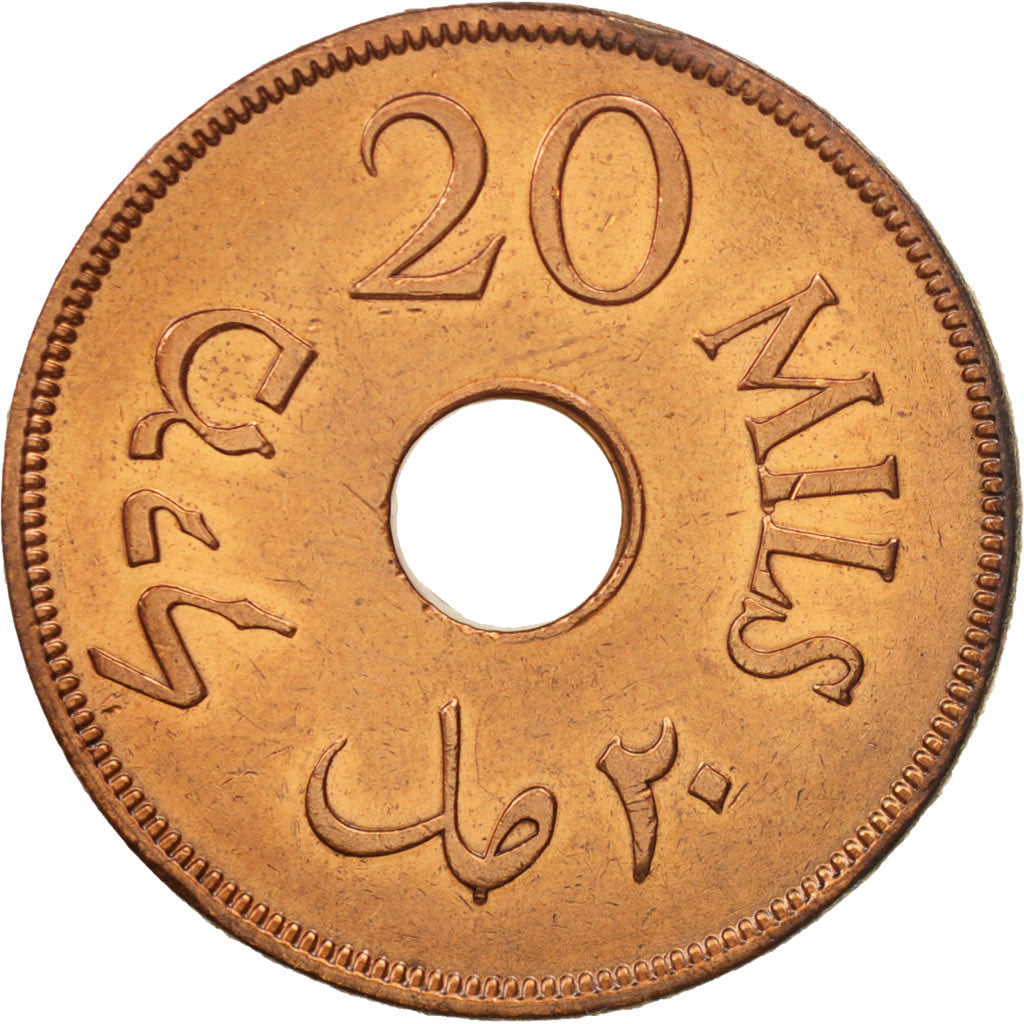 Palestine, 20 Mils, 1944, AU(50-53), Bronze, KM:5a