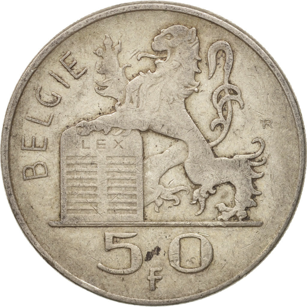 Belgium, 50 Francs, 50 Frank, 1950, VF(30-35), Silver, KM:137