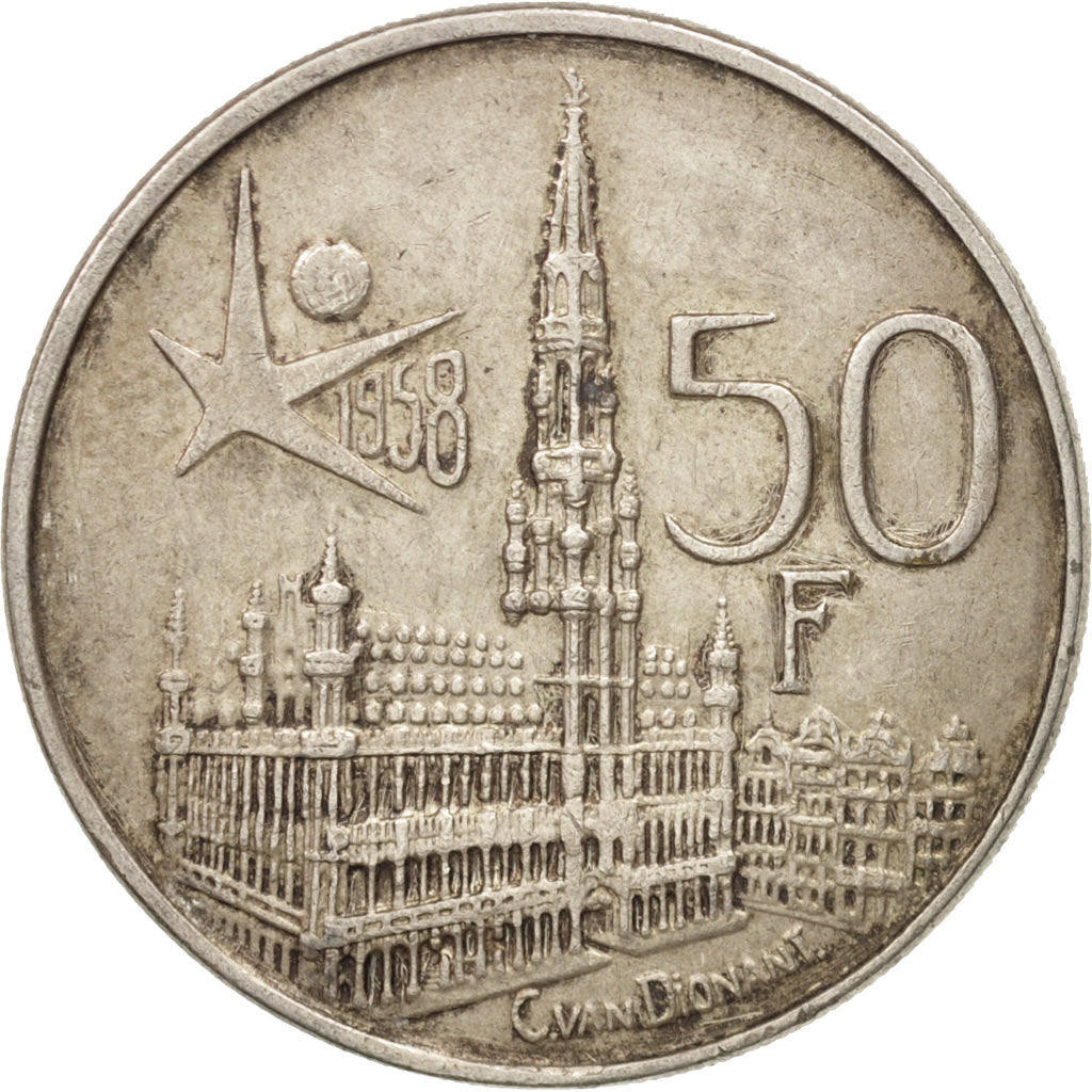 Belgium, 50 Francs, 50 Frank, 1958, EF(40-45), Silver, KM:150.1