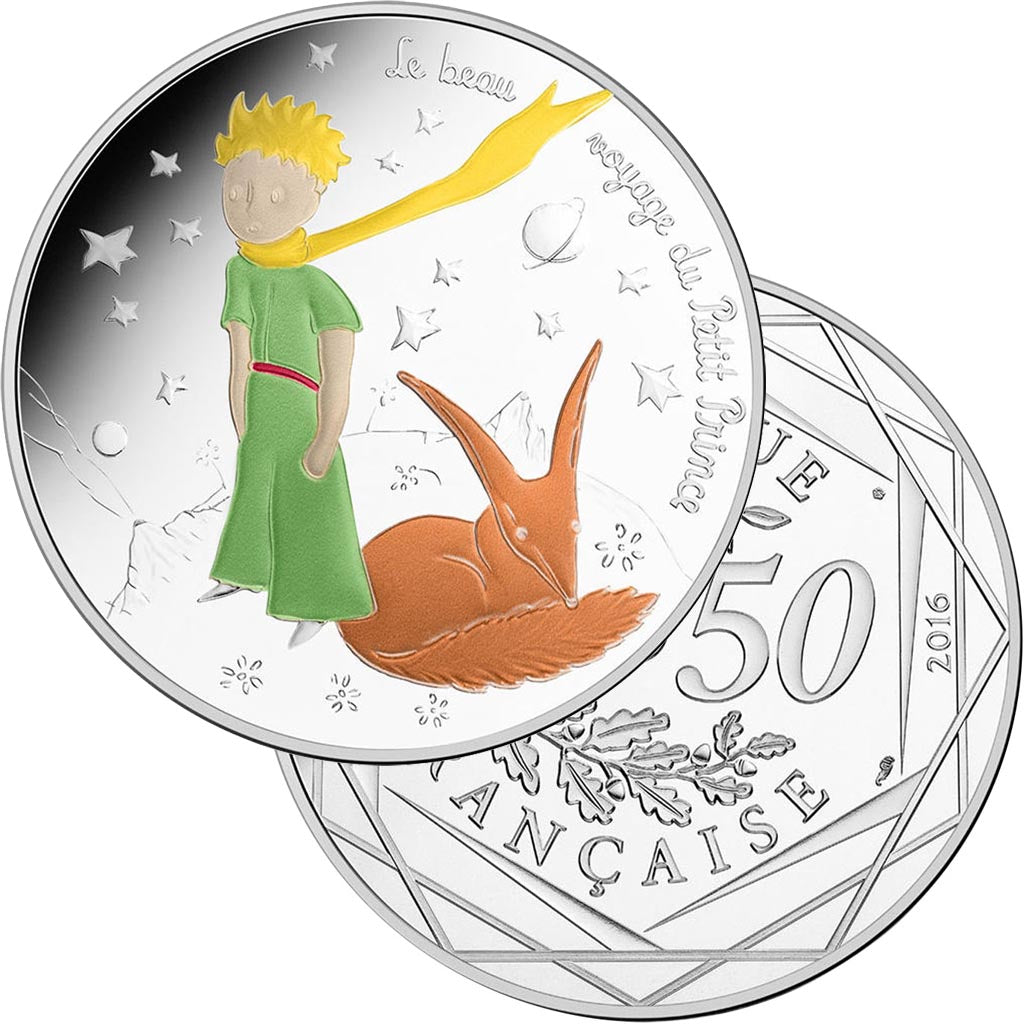 Moneta, Francia, Monnaie de Paris, 50 Euro, Petit Prince et Renard, 2016, FDC