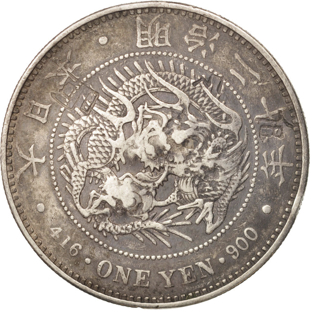 Coin, Japan, Mutsuhito, Yen, 1887, VF(30-35), Silver, KM:A25.3