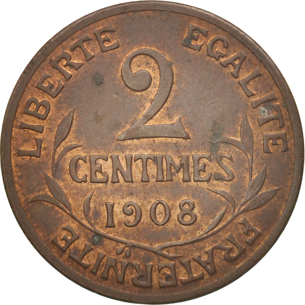 Coin, France, Dupuis, 2 Centimes, 1908, Paris, AU(50-53), Bronze, KM:841