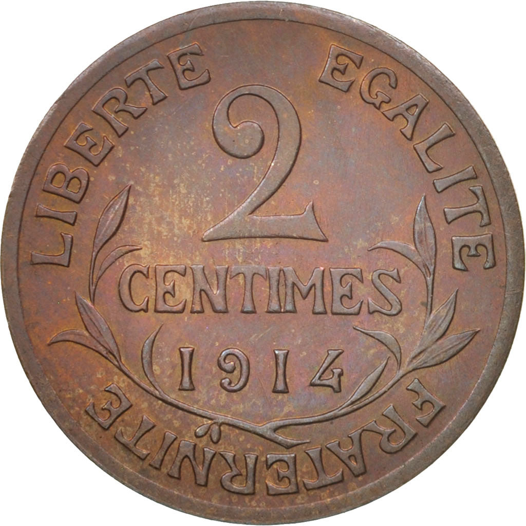 France, Dupuis, 2 Centimes, 1914, Paris, AU(55-58), Bronze, KM:841, Gadoury:107