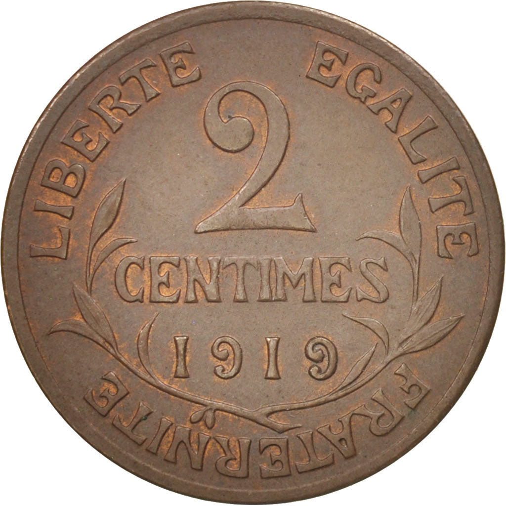 France, Dupuis, 2 Centimes, 1919, Paris, EF(40-45), Bronze, KM:841, Gadoury:107