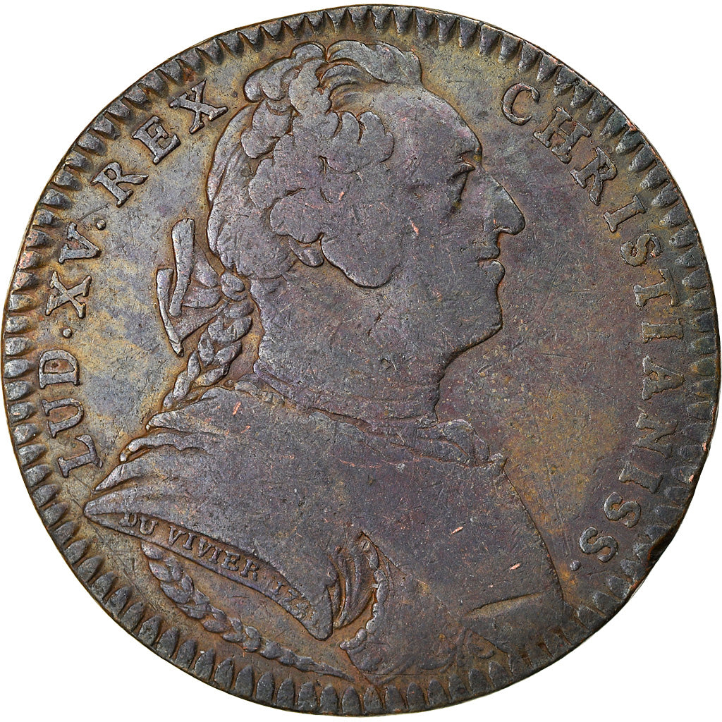 France, Token, Louis XV, Etats de Bourgogne, History, 1743, VF(20-25), Copper