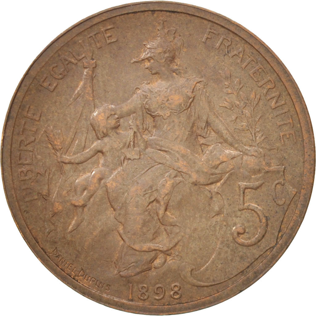 France, Dupuis, 5 Centimes, 1898, Paris, EF(40-45), Bronze, KM:842, Gadoury:165